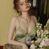 上小楼 Сексуальная летняя пижама, шелковый тонкий топ с чашечками, кружевной комплект, изысканный стиль, эффект подтяжки