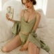 Зеленый комплект, шорты, банный халат, эффект подтяжки