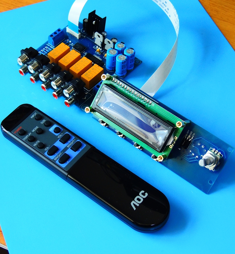 Assembled HIFI remote control volume control preamp board 4 ways input