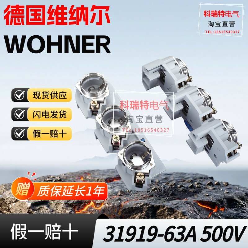 Original German Wohner 500V 63A 31919 57mm Busbar Type Triple Fuse Base
