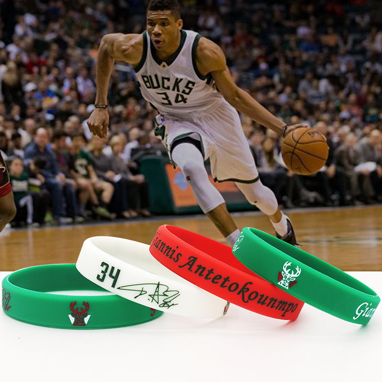Số 34 Adeto Kunbo Letter Brother Basketball Bracelet Fan Bucks Stars dạ quang Silicone sáng - Vòng đeo tay Clasp vòng cartier