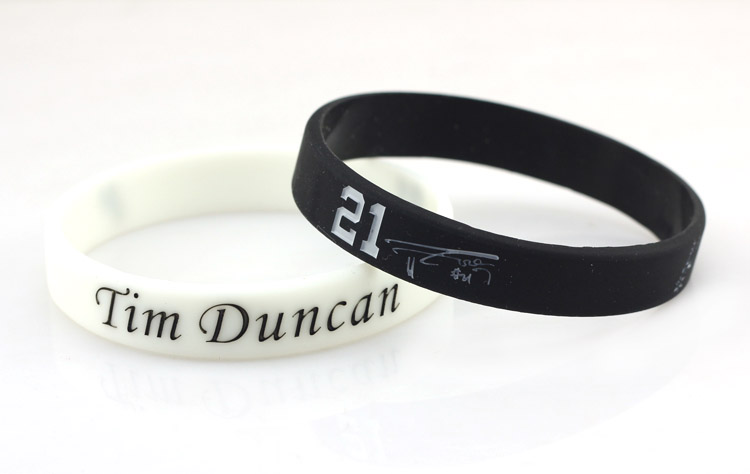 21st Spurs Duncan Sáng bóng rổ Vòng đeo tay Lava Silicone Dây đeo cổ tay Nghỉ hưu Ren kỷ niệm vành và lưới bóng rổ	