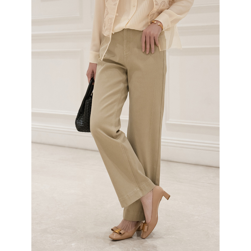 Petite Khaki Straight-Leg Slimming Jeans for Women, 2026 Autumn New Fashion Versatile Long Pants M1K01936C Petite Khaki Straight-Leg Slimming Jeans for Women, 2026 Autumn New Fashion Versatile Long Pants M1K01936C