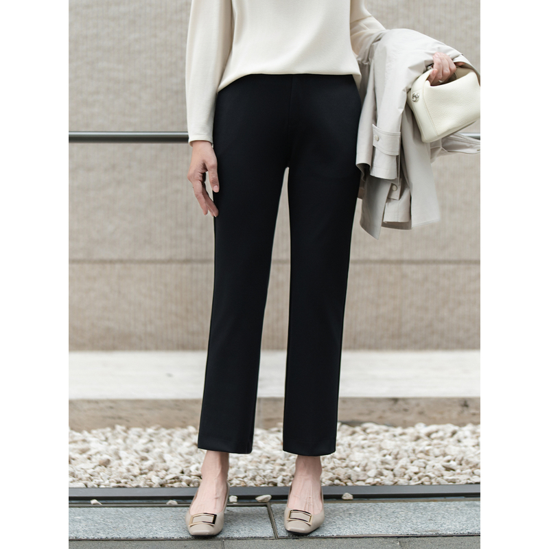 Chongmi Black Stretch Casual Pants for Women, Cropped Pants, 2026 Autumn New Slim-Fit Cigarette Pants for Women Chongmi Black Stretch Casual Pants for Women, Cropped Pants, 2026 Autumn New Slim-Fit Cigarette Pants for Women