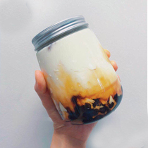 Net celebrity dirty tea brown sugar milk tea drink U-shaped burning fairy grass pet plastic Yangzhi manna bottle Large juice bottle