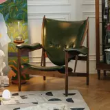 物应 Изумрудно-зеленый масляный воск Кожаный стул Chieftain Черный орех Одиночный диван-стул Гостиная Балкон Натуральная кожа Подержанный стул для отдыха 𫔮