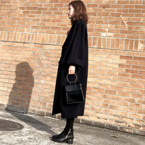 Sandro Fashiong double-sided cashmere black coat women winter long coat women 2021 New