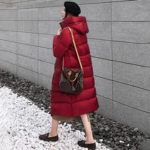 95 white goose down high-end down jacket brand 2022 long Chinese red padded Lady winter size
