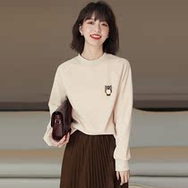 ROUJE POWER round neck pullover female 2021 autumn new owl design sense niche loose versatile