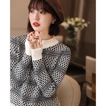 ROUJE POWER bubble sleeve wool knitted base shirt women 2021 autumn and winter New loose lazy wind