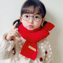 Children scarves girl red autumn and winter baby scarf Han version tide boy warm hair line New Years New Years Day Christmas