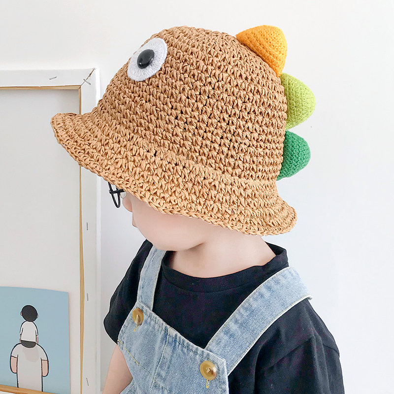 Children Grass Hat Summer Baby Cute Cartoon Hat Boy Shading Beach Hat Girl Sunscreen Baby Sun Hat