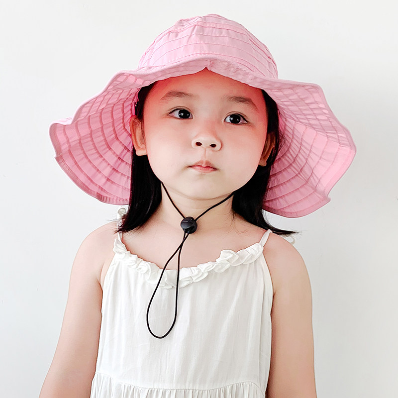 Children shading hat girl Summer new sunscreen Folding Empty Top Hat Large Hat Peak Beach Hat Parenting Sun Hat