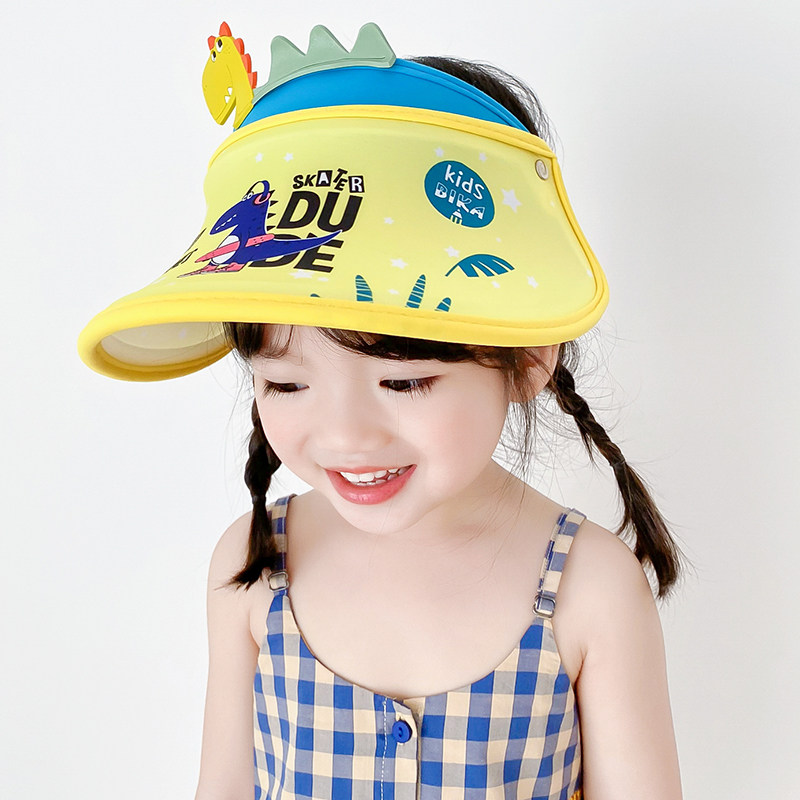 Korean version Children's hat Summer sun protection sunscreen hat boy girl's empty top hat large hat hat Cartoon Thin cool hat