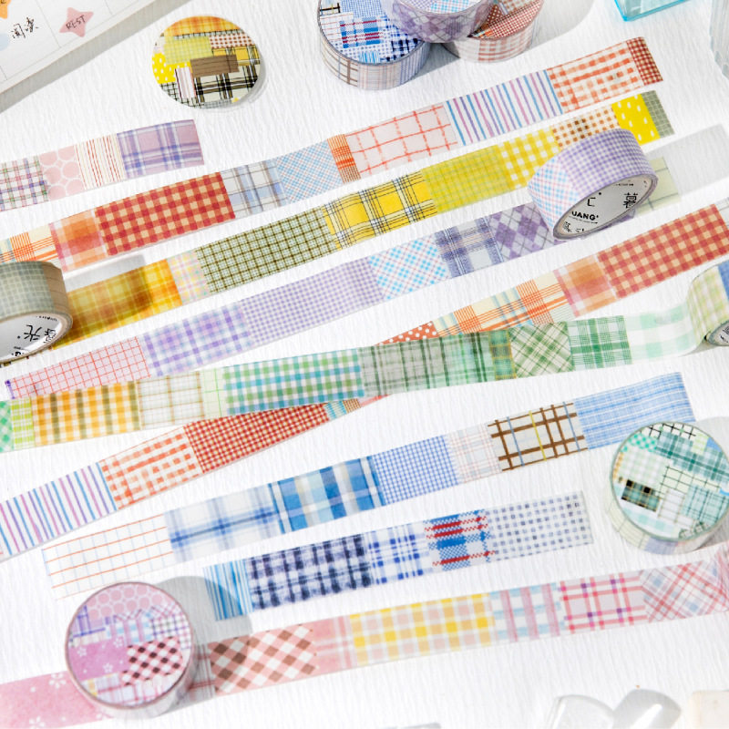Twilight Washi Tape Striped Fragments - Cloud Series Retro Check Pattern - DIY Journal Base Decoration