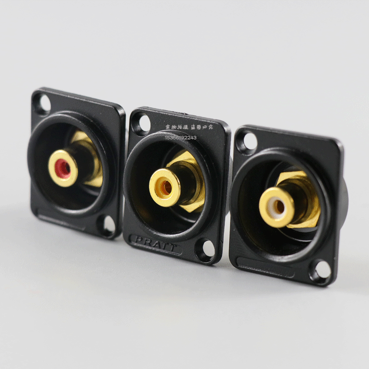 Type D Lotus Cannon seat Lotus RCA mother audio-video AV socket black shell D type shell red white yellow