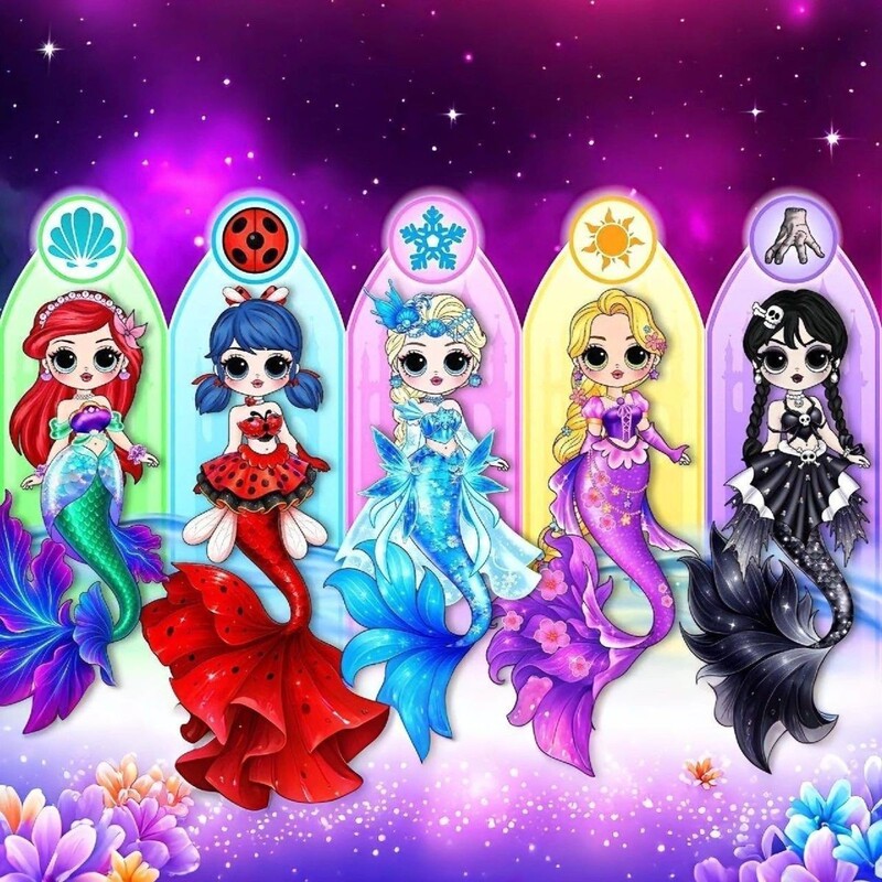 Internet-Famous Fairy Tale Mermaid Dress-Up Stickers, New Children's Educational Stress-Relief DIY Craft Girl Toy Stickers
