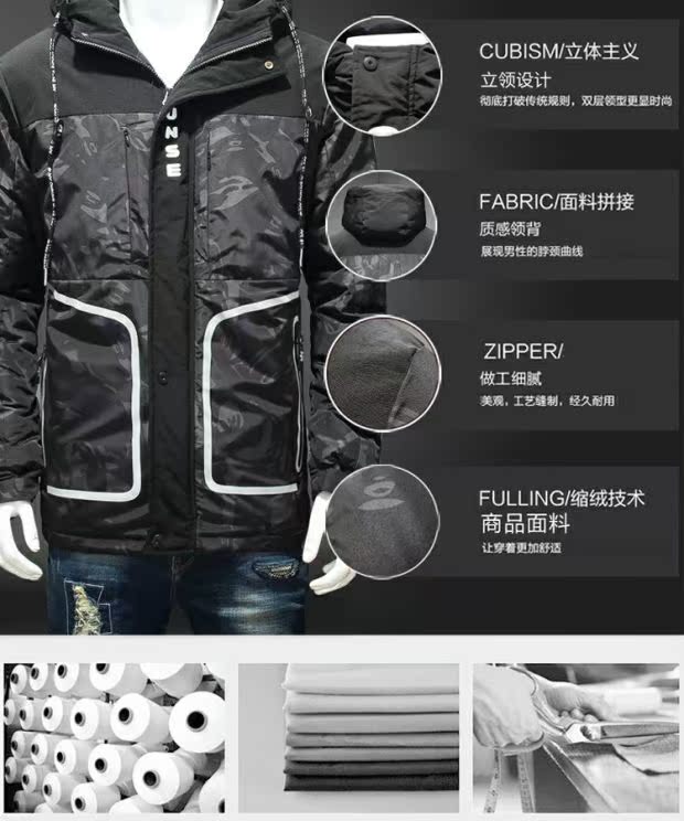 Áo khoác mùa đông dày cỡ lớn cho nam áo ấm cotton cộng với phân bón XL chất béo ngụy trang trùm đầu thời trang quần áo cotton - Bông áo khoác kaki nam
