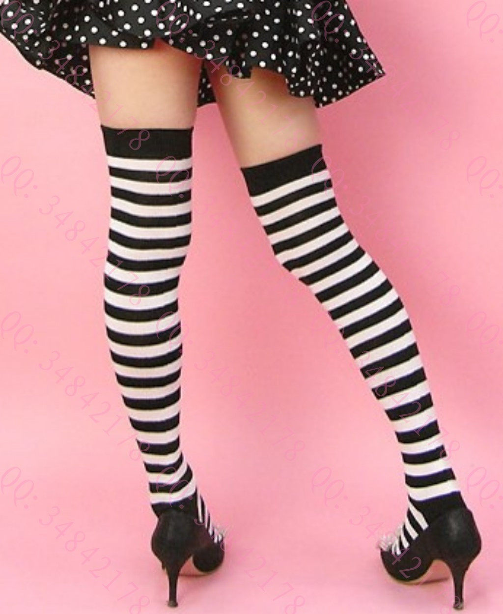 Maid dress Princess Cosplay Maid Black and White Strip Socks Lolitcos Animation Womens