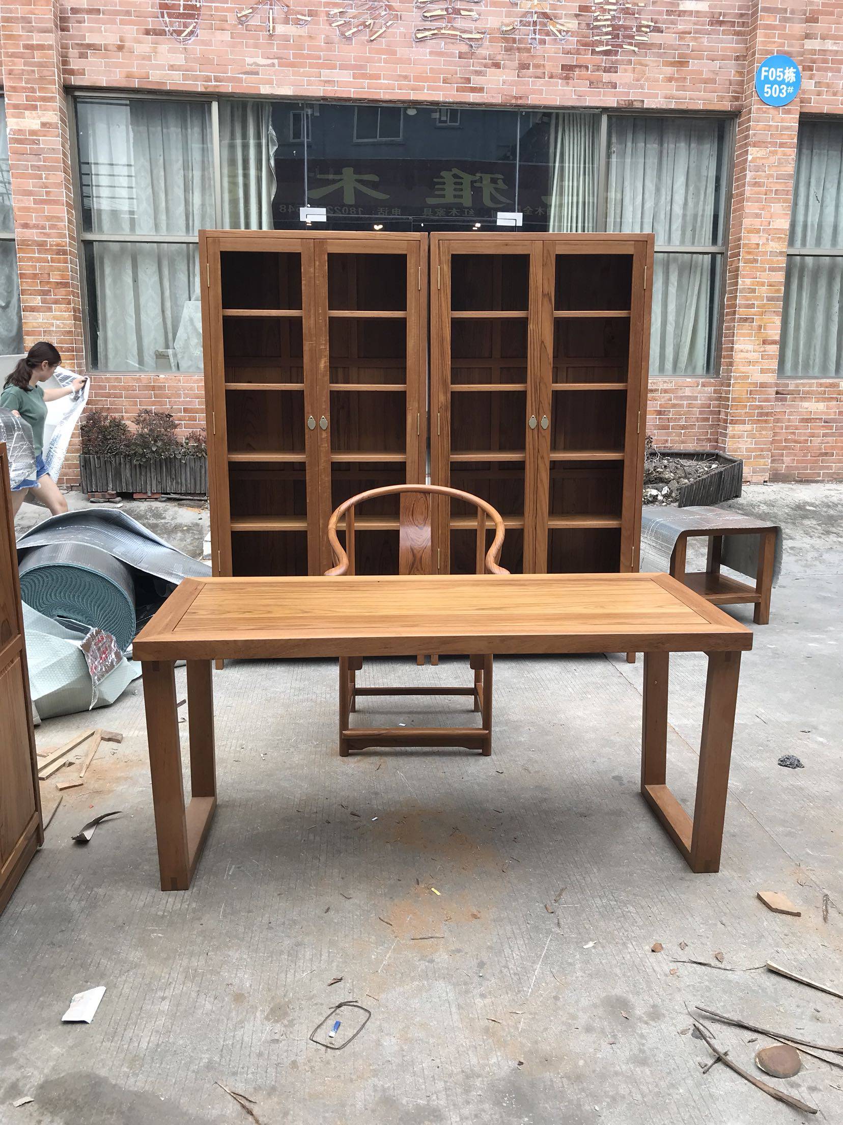 Myanmar teak pure solid wood bookcase customization