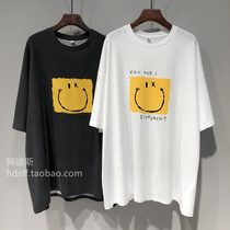 2022 spring and summer South Korea ulzzang new smiling face print easing Han Fans down clothes missing short sleeve T-shirt female tide