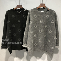 2020 autumn and winter Korea ulzzang new loose Han fan round neck notch leaky collarbone smiley sweater top women