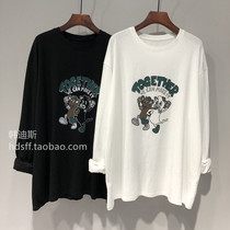 2021 autumn dress Korean ulzzang new cartoon pattern loose Han fan long bat sleeve t-shirt women tide