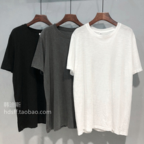 2021 spring and summer South Korea ulzzang new solid color simple and versatile loose medium-long round neck short-sleeved T-shirt women