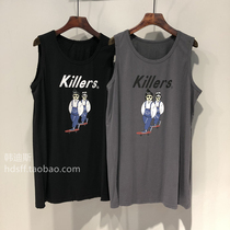 2021 summer Korean ulzzang new cartoon characters loose Han fan round neck long vest women tide