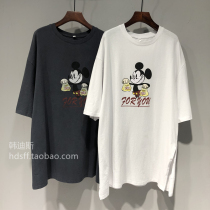 21 autumn dress Korea ulzzang new cartoon Mickey pattern loose Han fan under clothes missing short sleeve t-shirt women tide