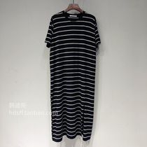 22 spring and summer South Korean ulzzang new downswing open fork loose with slim crossbar tattoo short sleeve T-dress with dress