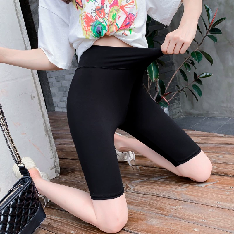 Yoga tập thể hình quần đi xe đạp phụ nữ mặc quần an toàn Barbie quần legging năm điểm mùa hè chống chói mỏng - Quần short