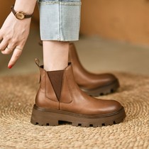 Ann it is trendy and outstanding~ Chelsea short boots womens cigarette boots thick bottom British style Martin boots single boots 5cm