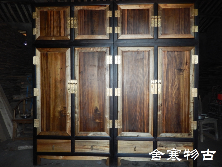 (Customized) Sichuan Umu yew yew shady and unbuilt and detached house old stock gold silk nanwood top box four-piece cabinet wardrobe