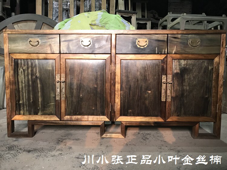 (Customized) Sichuan Yin Gloomy Yellow Green Material Golden Silk Nanu Mu Guanguan Dining Side Shoe Cabinet New Chinese Zen Furniture-Taobao