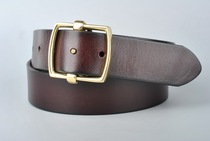 2018 New saddle buckle cowhide belt mens casual belt head layer cowhide belt (width 3 8cm)
