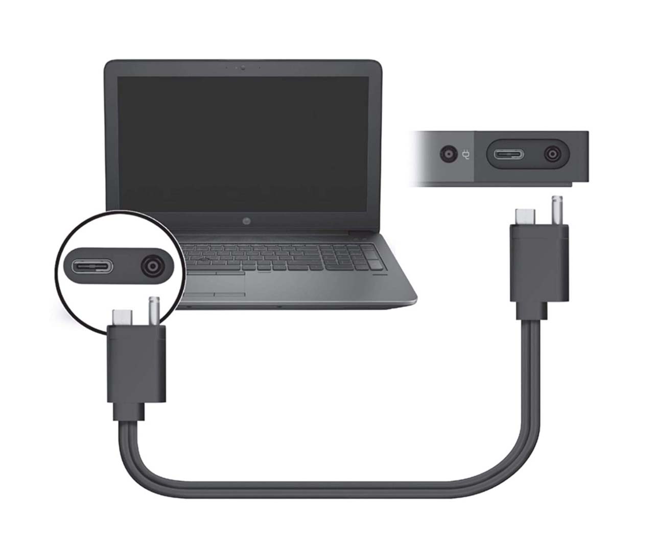 惠普HP Thunderbolt™3 100W供电5A 0.7m cable 雷电3 霹雳3 40Gbps数据线Power Cable External 4.5mm/USB-C to 4.5mm/AC+USB Type-C 843010-001