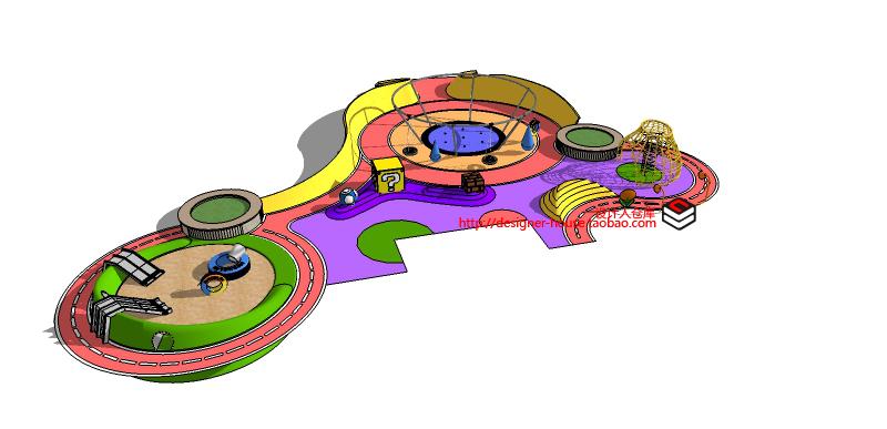 T162儿童活动中心游乐设施 沙坑 SU模型 sketchup模型-4