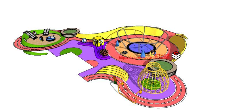 T162儿童活动中心游乐设施 沙坑 SU模型 sketchup模型-3