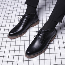 Black leather shoes mens Oxford bottom dress business casual shoes leather inside the trend youth British Korean shoes