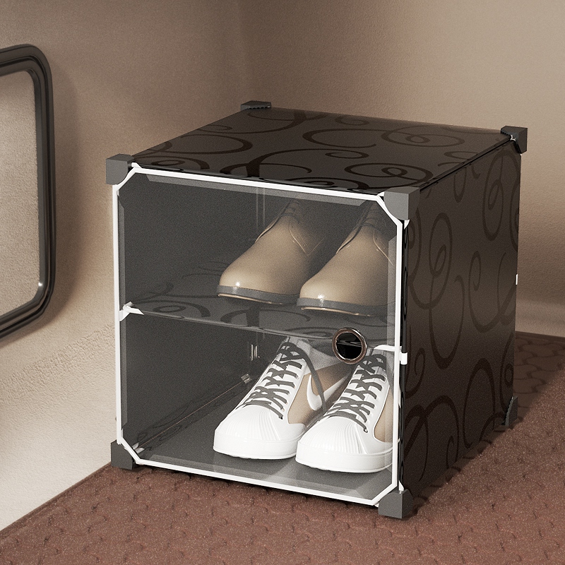 Backbox shoe box contains artifacts on board transparent and dust-proof simple shoe cabinet dormitory bedside shoe rack