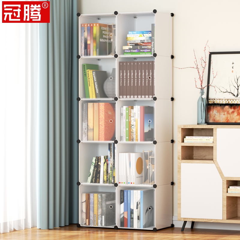 Landing bookcase with door dust-proof living room household small modern minimal economy cabinet students plastic bookcase