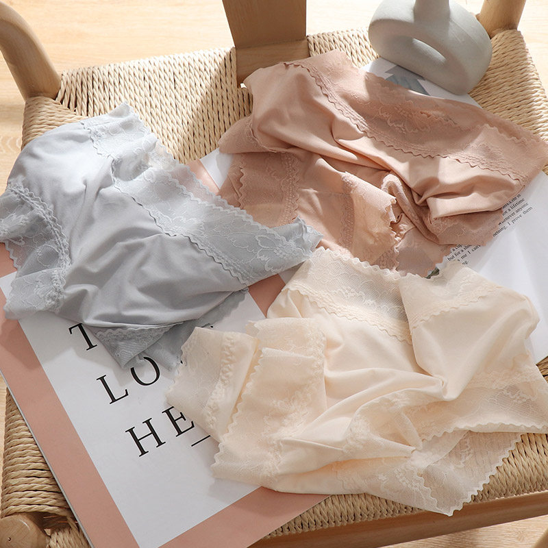 Large Size Underpants Woman Fat MM High Waist 200 Catty No Mark Naked Sensation Lace Slim youth bag Hip Triangle Pants Antibacterial Crotch