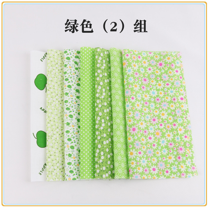 DIY vải thủ công đặt bông màu xanh lá cây đồng bằng 25 * 25cm 10 * 10 đầu nhỏ vải nhỏ hoa cotton 4 chiều