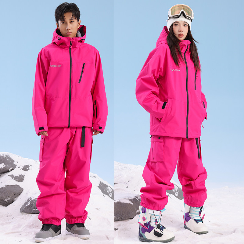 Лыжный костюм XXXsnow plus из хлопка подходит для мужчин и женщин с одинаковым стилем сноубордического костюма 3L водонепроницаемый и теплый лыжный костюм из прессованной резины для пары
