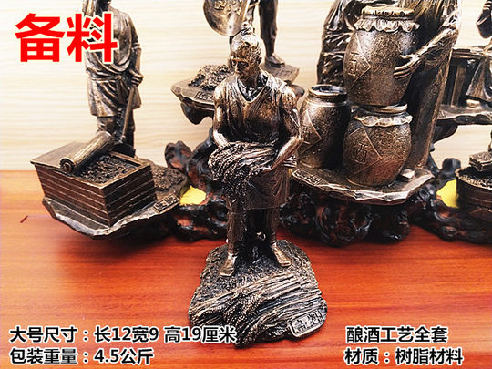 酿酒摆件 古代传统制酒步骤人物工艺品雕塑酒庄文化装饰展示礼 品