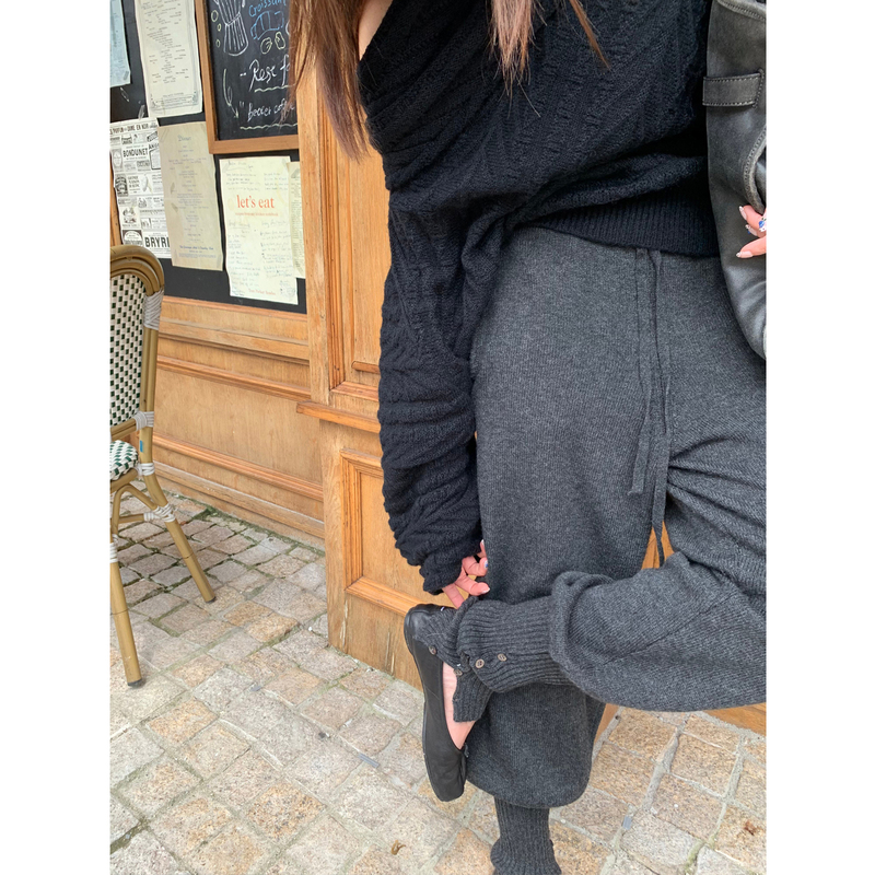 Icefront New Autumn and Winter Gray Knitted Leggings for Women, Retro Versatile Slimming Casual Pants, Warm Pants Icefront New Autumn and Winter Gray Knitted Leggings for Women, Retro Versatile Slimming Casual Pants, Warm Pants