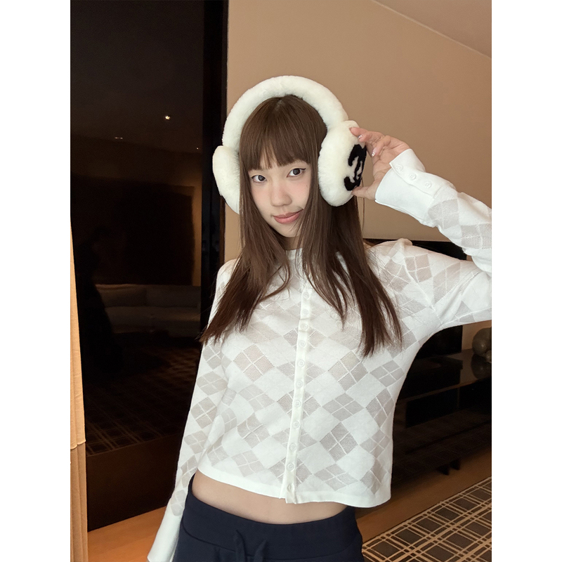 Icefront Design-Inspired Diamond-Patterned Knitted Cardigan for Women, New Autumn Fashion Versatile Sweater Long-Sleeve Jacket