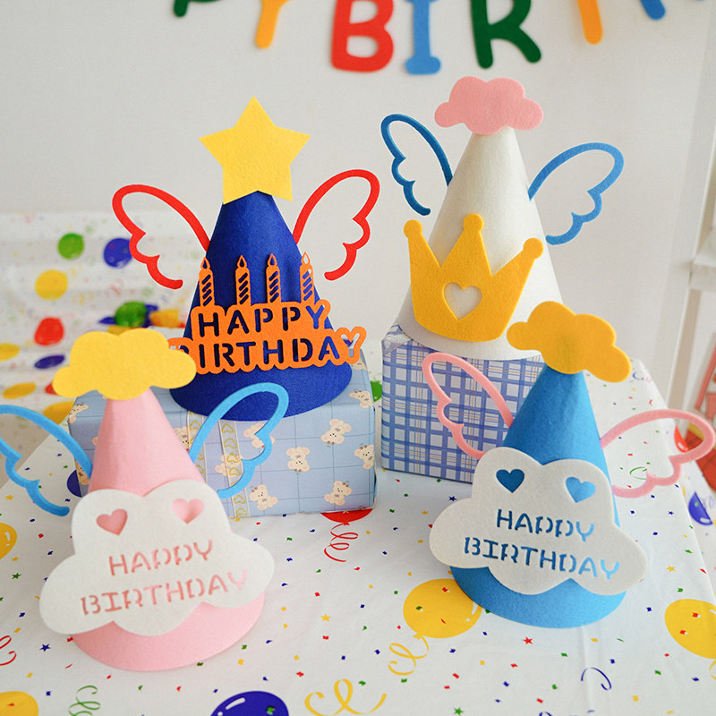 Little Red Book Birthday Hat Korean in Cute Smile Face Butterfly Boy Boy Boy Girl Baby Year 100-Day Party