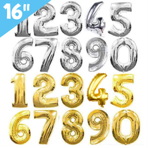 Childrens birthday decoration decoration supplies digital aluminum foil balloon gold and silver small 16 inch